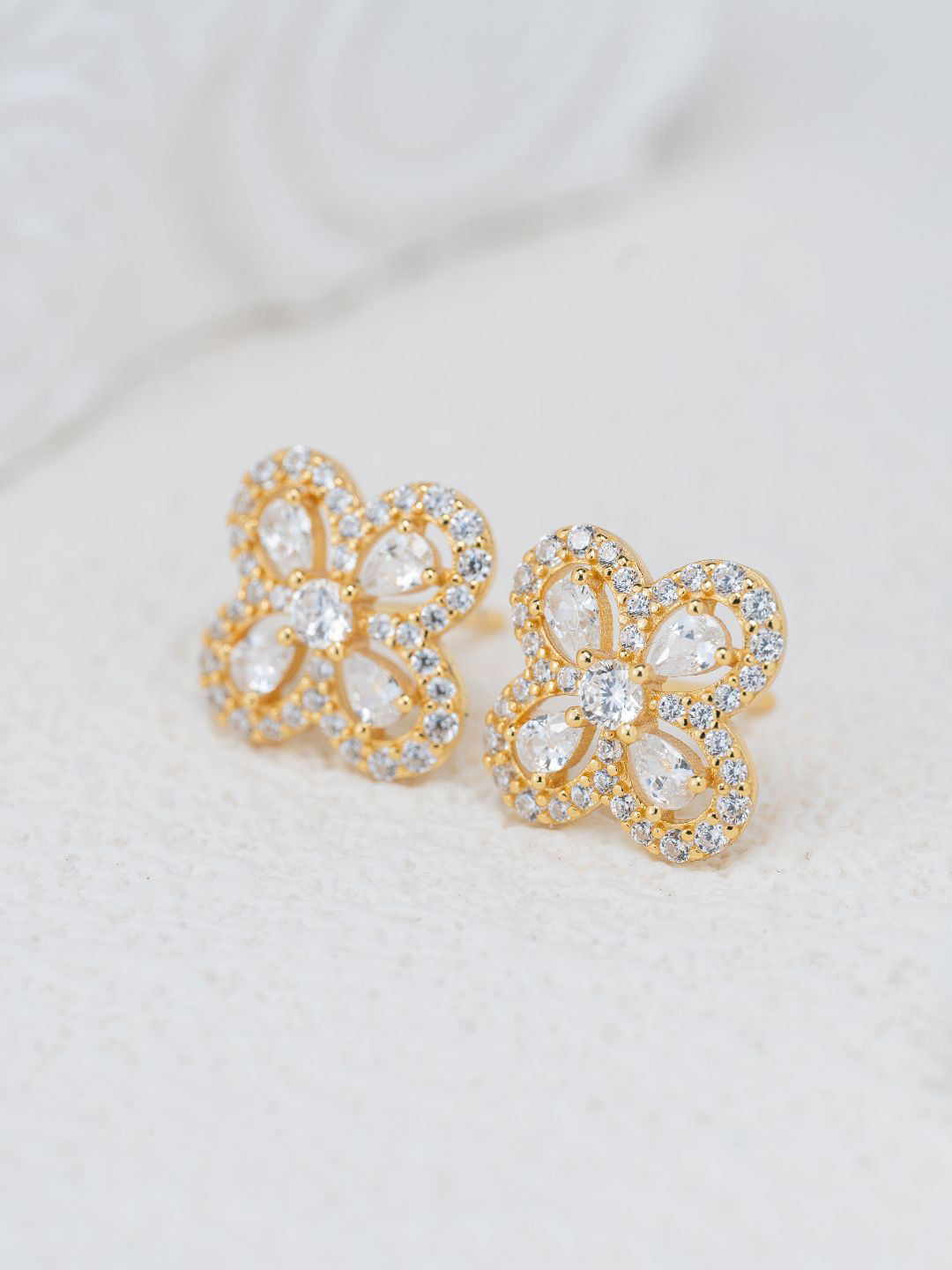 

MISS JO 92.5 Sterling Silver-Plated Contemporary Stud Earrings, Gold