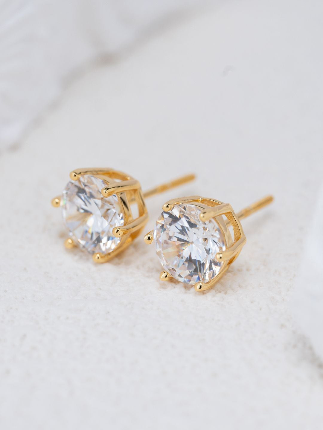 

MISS JO 92.5 Sterling Silver-Plated Contemporary Stud Earrings, Gold