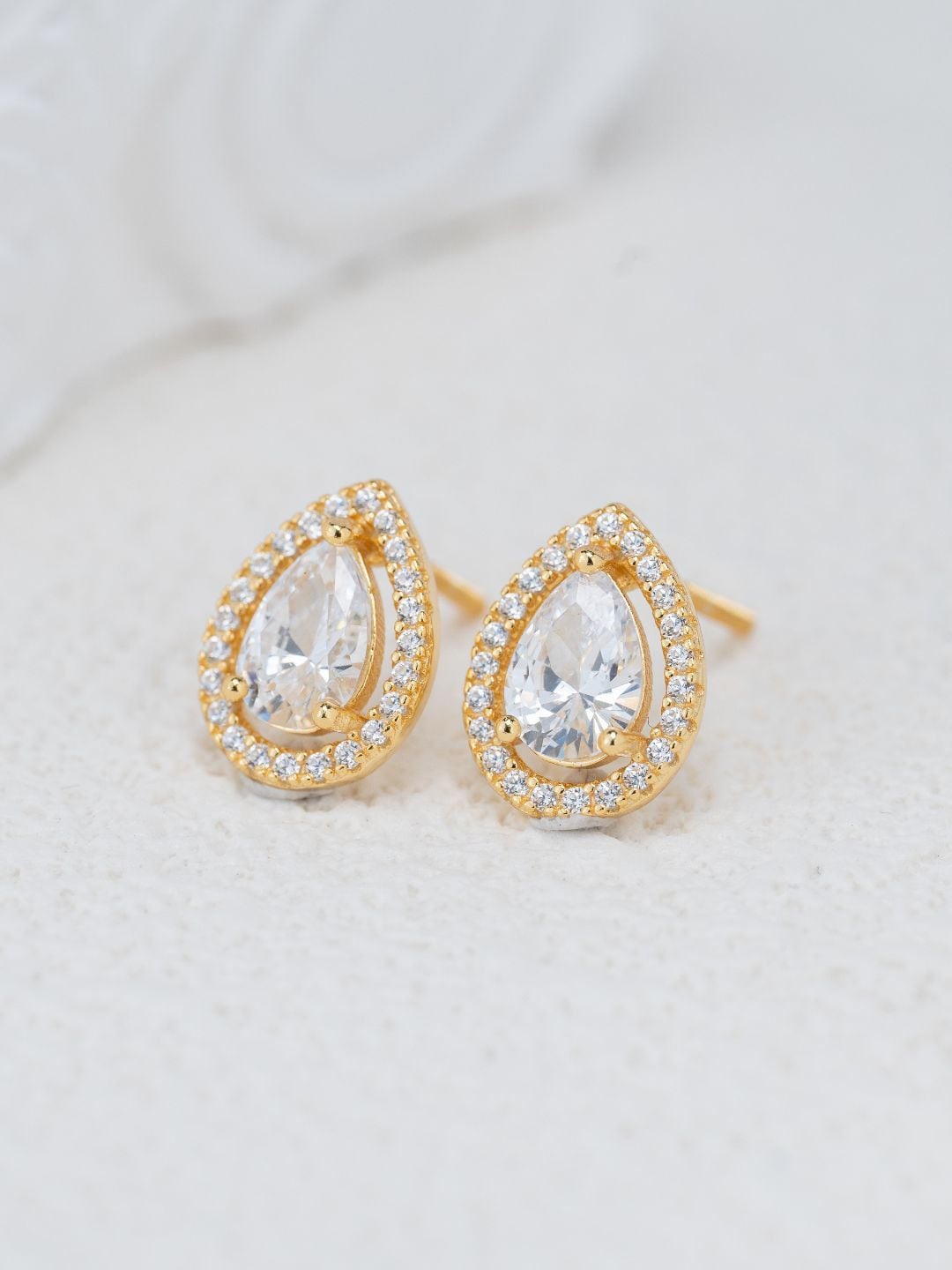 

MISS JO 92.5 Sterling Silver-Plated Contemporary Stud Earrings, Gold