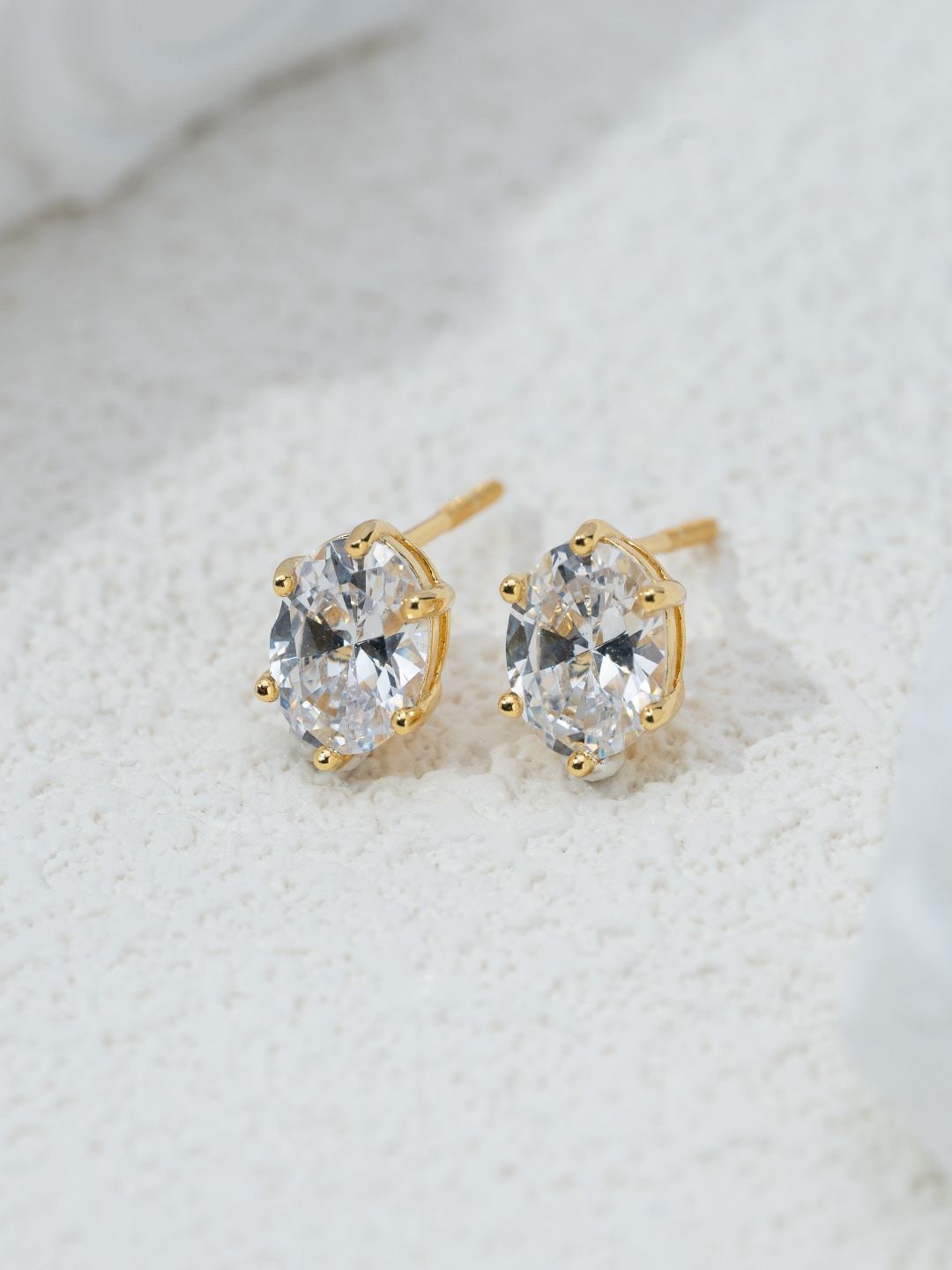 

MISS JO 92.5 Sterling Silver-Plated Contemporary Stud Earrings, Gold