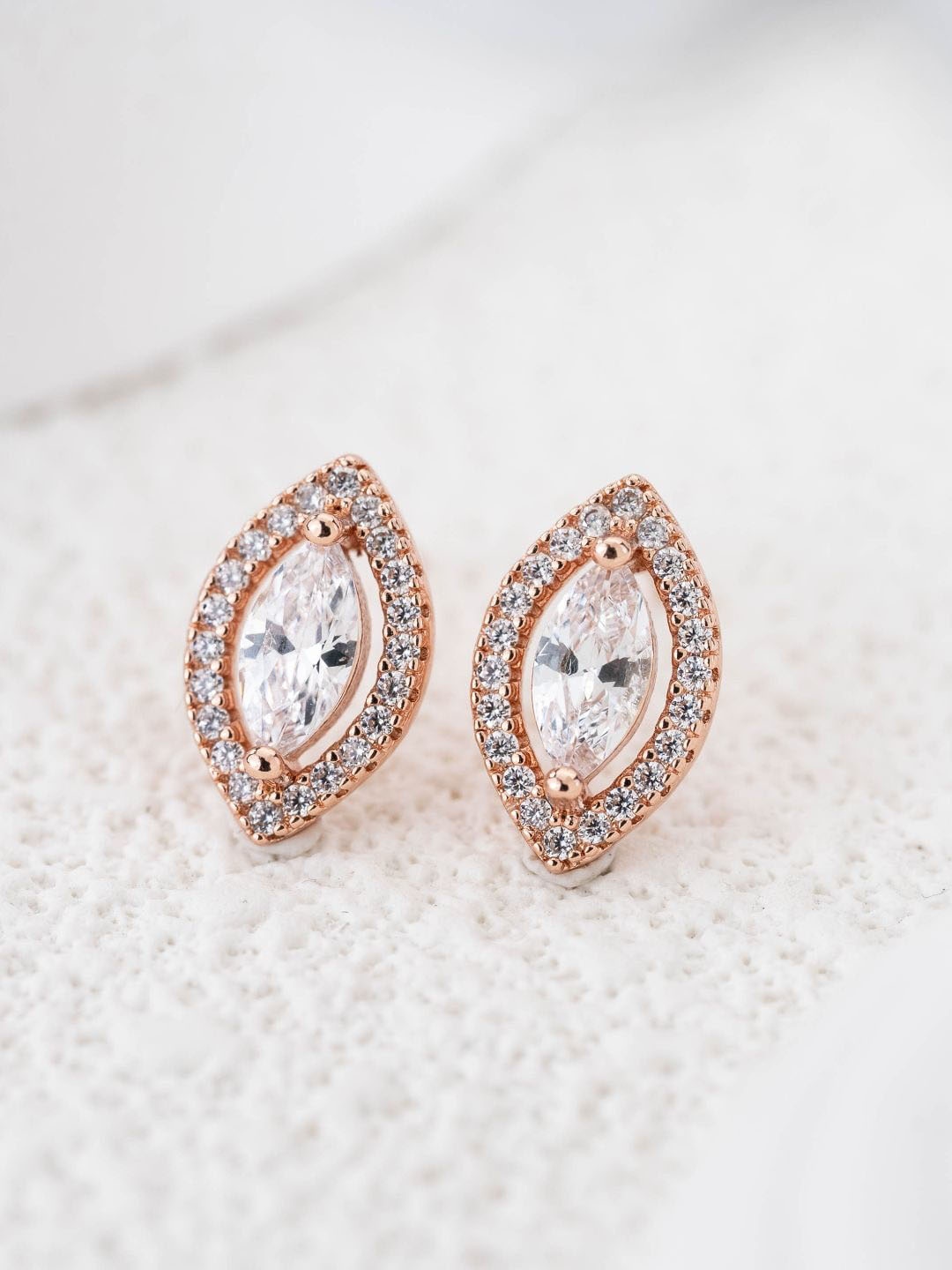 

MISS JO 92.5 Sterling Silver-Plated Contemporary Stud Earrings, Rose gold