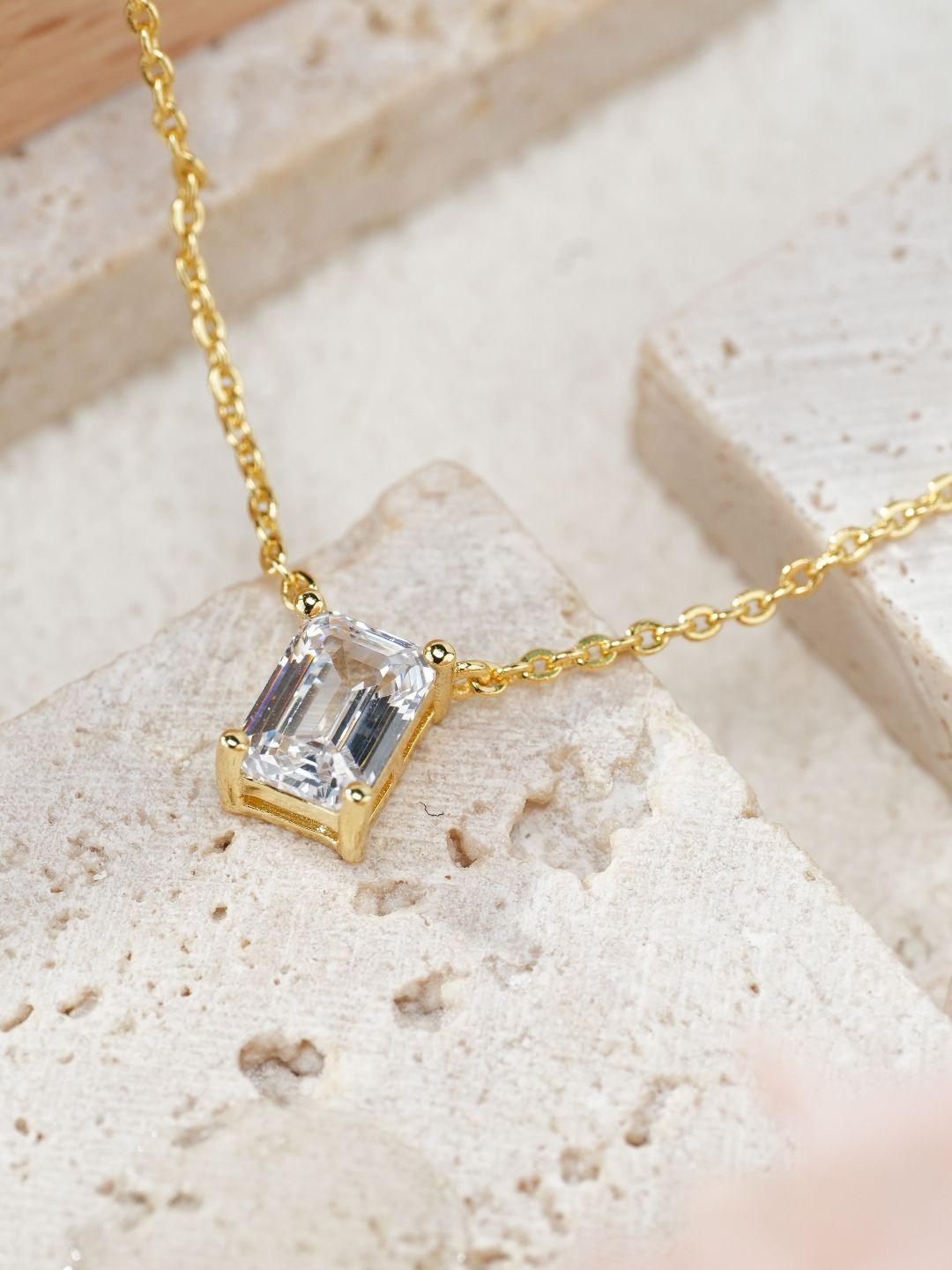 

MISS JO 92.5 Sterling Silver Gold-Plated Artificial Stones-Studded Pendant