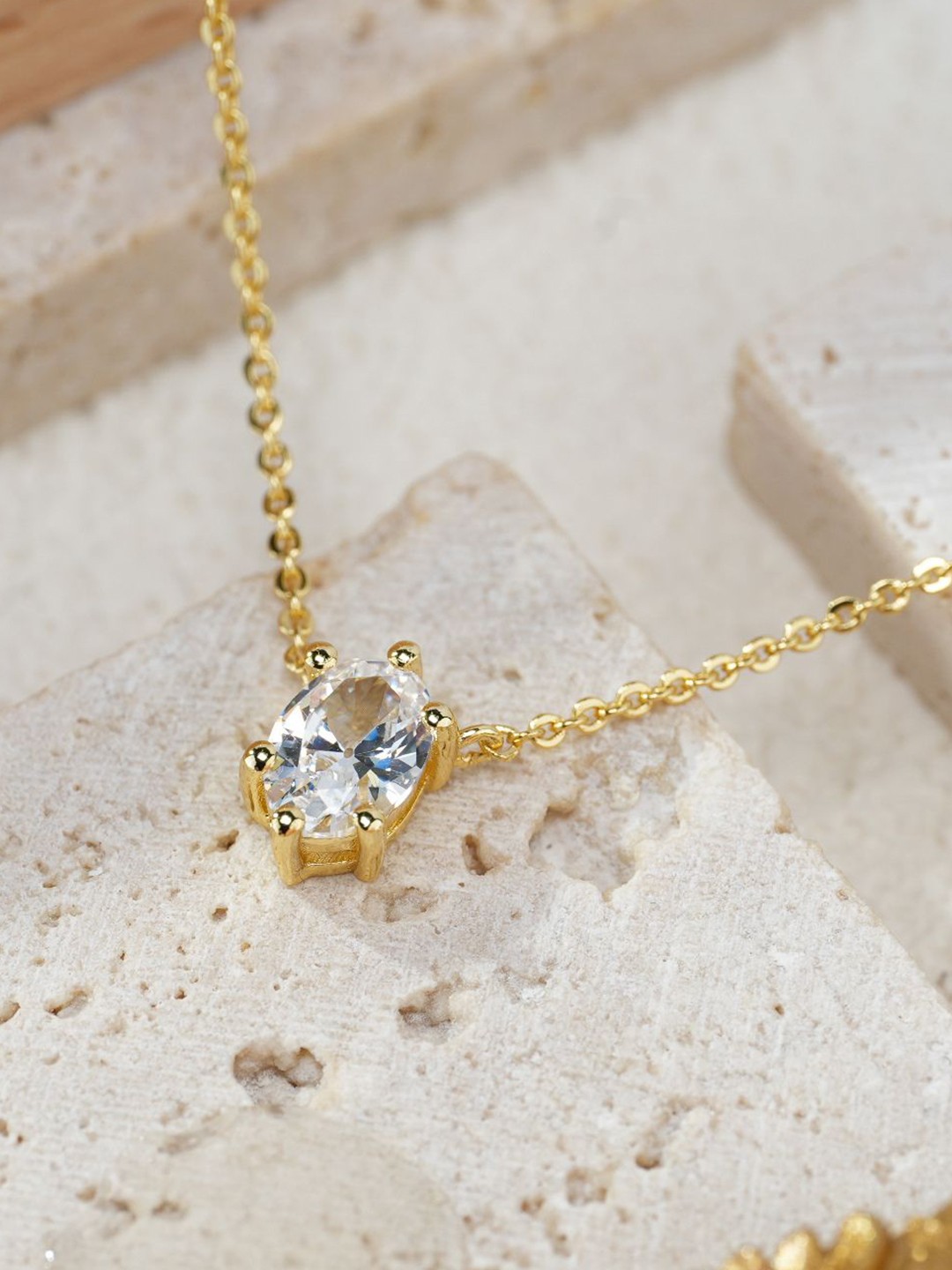 

MISS JO 92.5 Sterling Silver Gold-Plated Artificial Stones-Studded Pendant
