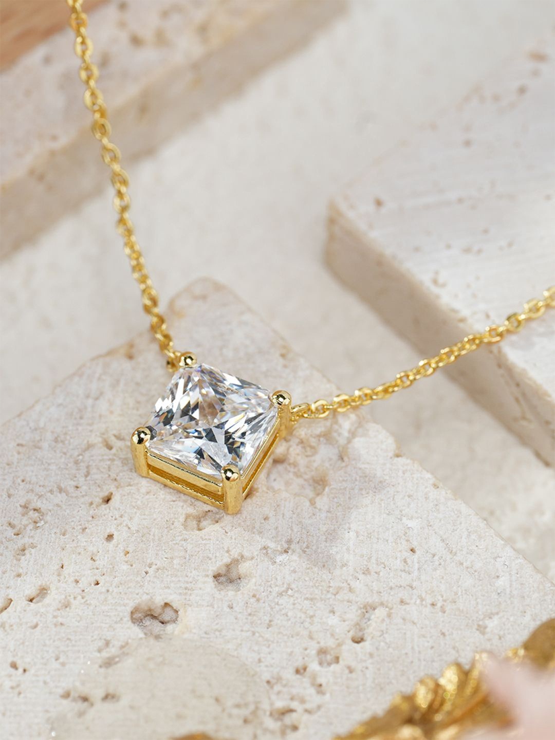 

MISS JO 92.5 Sterling Silver Gold-Plated Artificial Stones-Studded Pendant
