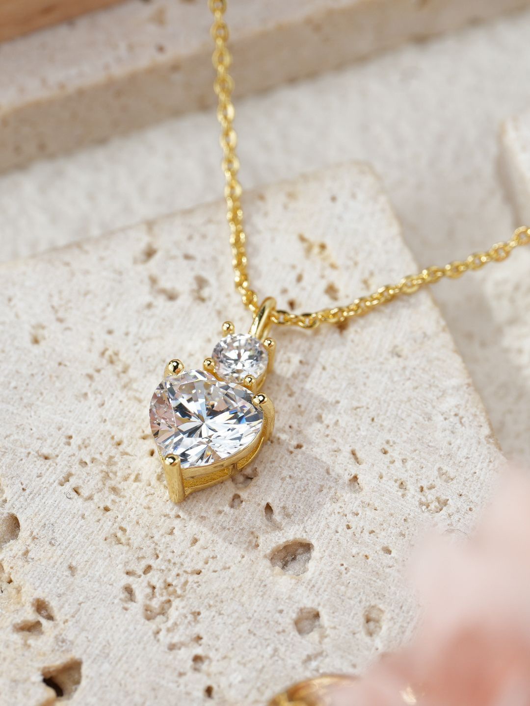 

MISS JO 92.5 Sterling Silver Gold-Plated Stone Studded Pendant