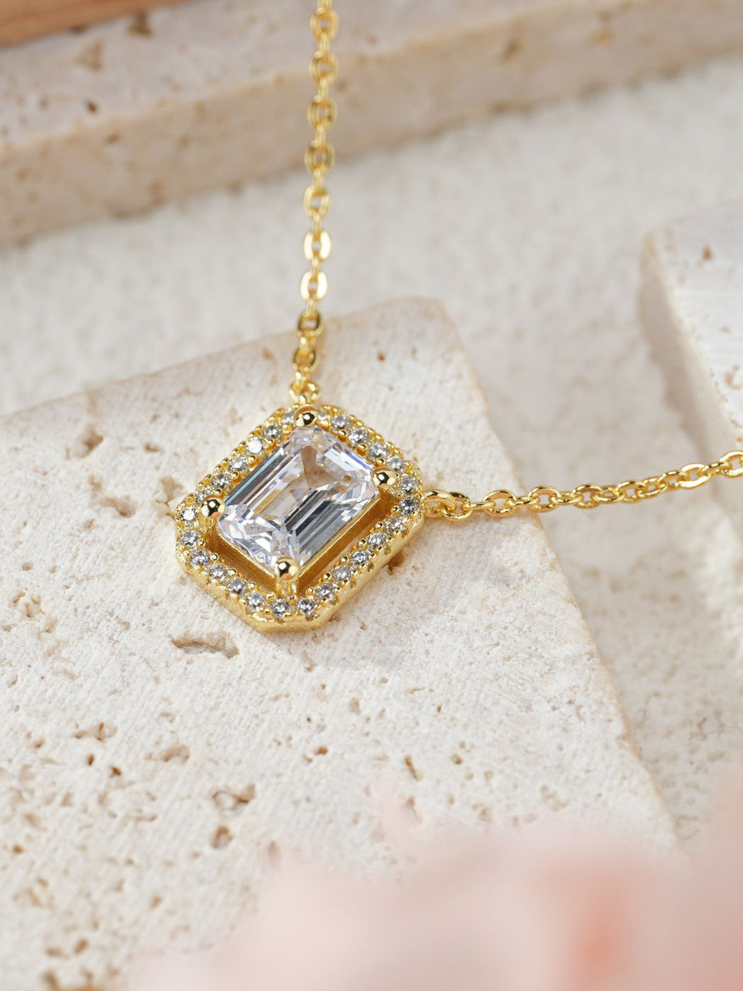 

MISS JO 92.5 Sterling Silver-Plated Stones-Studded Necklace, Gold