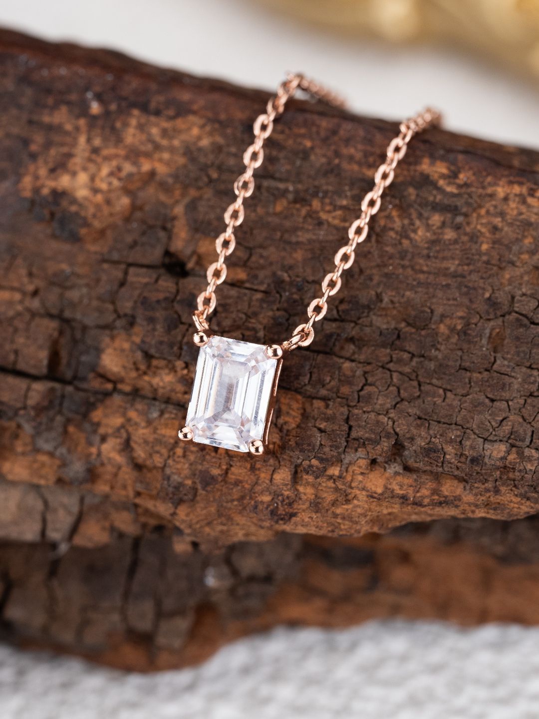 

MISS JO 92.5 Sterling Silver-Plated Stones-Studded Necklace, Rose gold