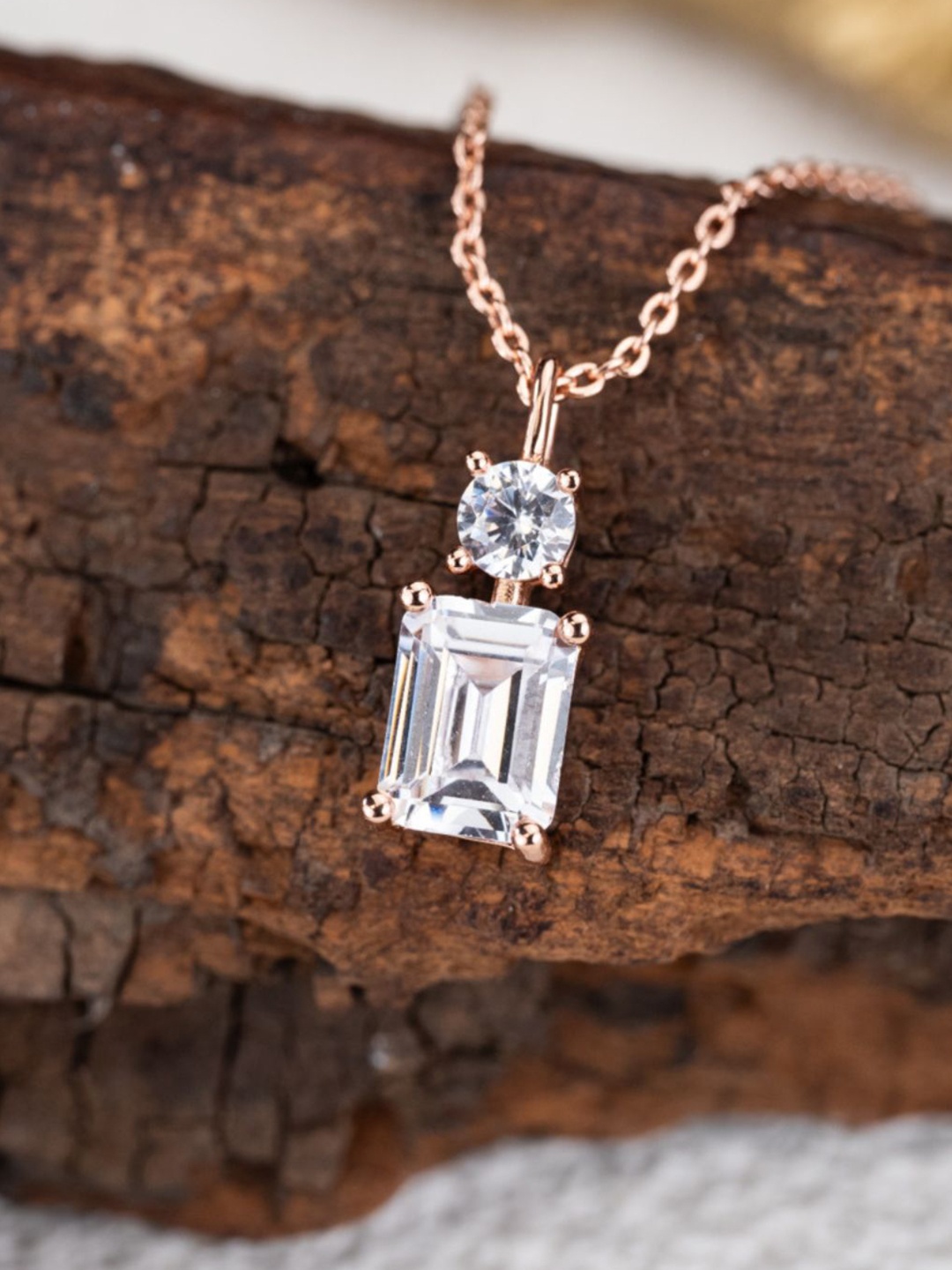

MISS JO 92.5 Sterling Silver-Plated Stones-Studded Necklace, Rose gold