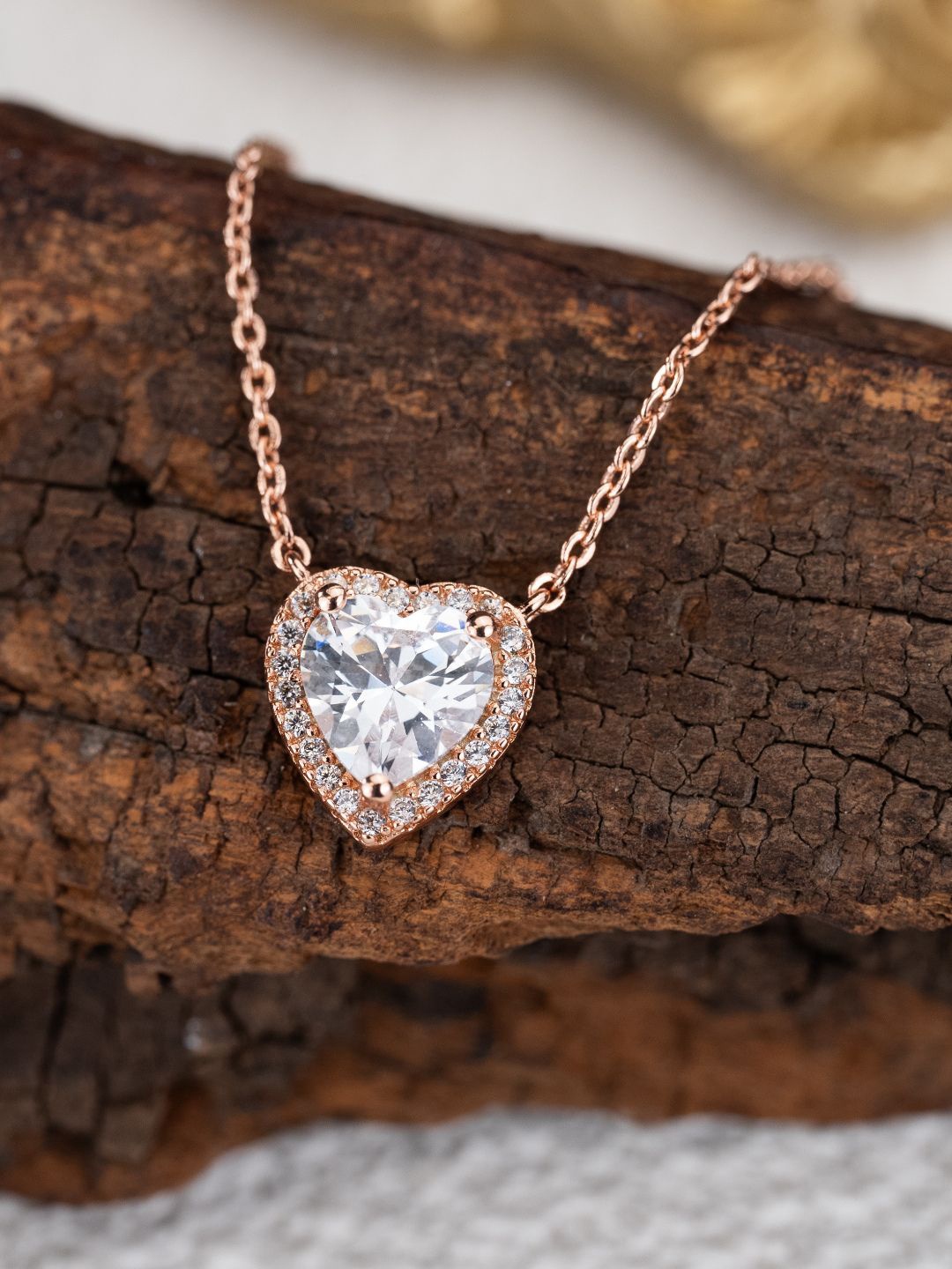 

MISS JO 92.5 Sterling Silver-Plated Stones-Studded Necklace, Rose gold