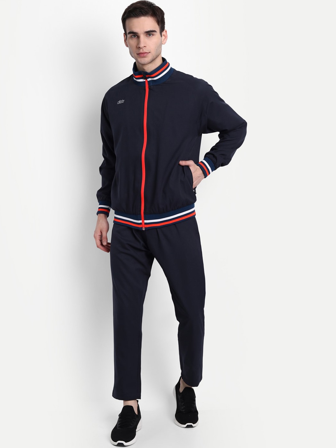 

DIDA Mock Collar Zip-Up Tracksuits, Navy blue