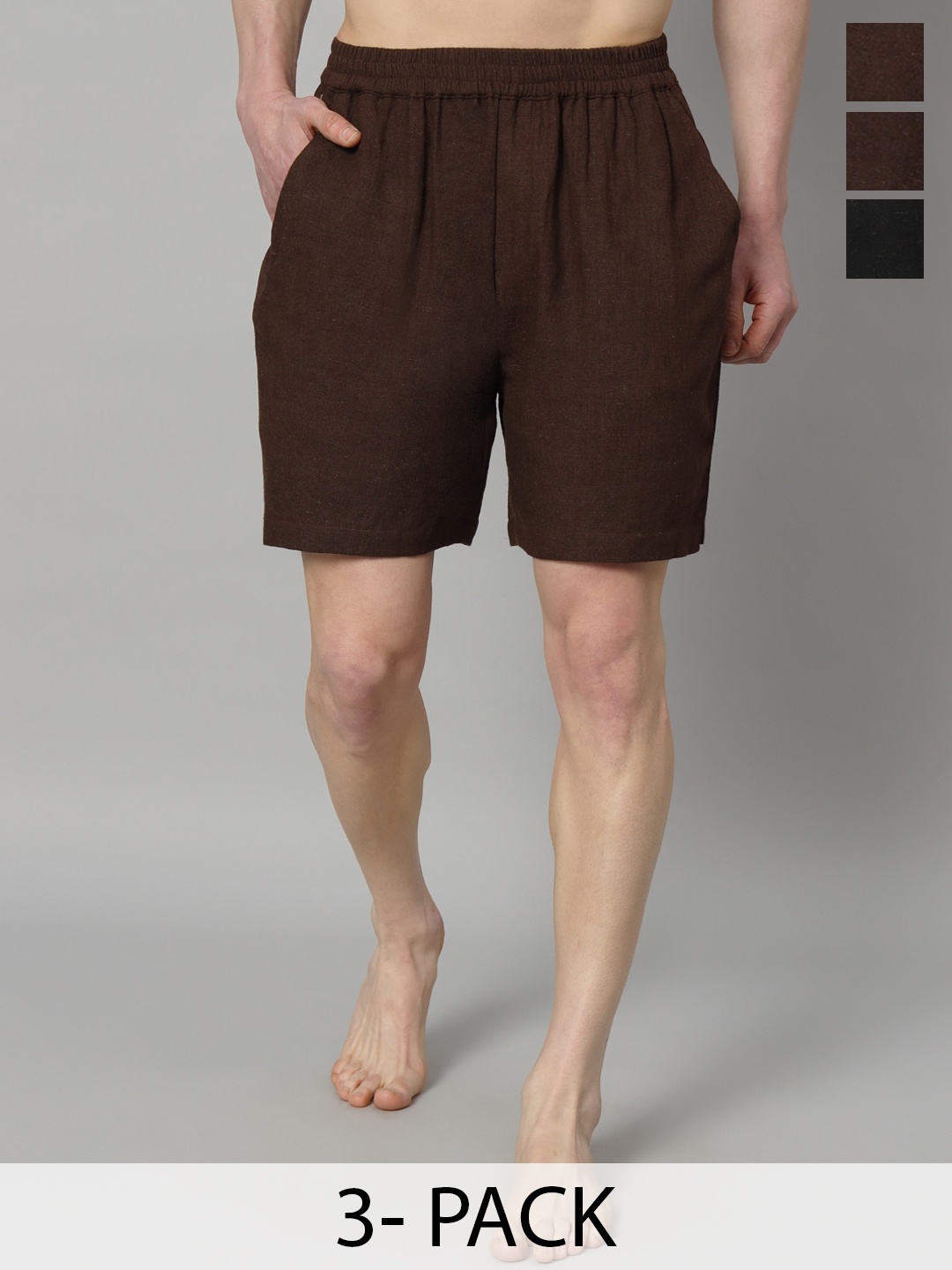 

OWO THE LABEL Pack Of 3 Pure Linen Boxers OTLMB06_7_9-S, Black