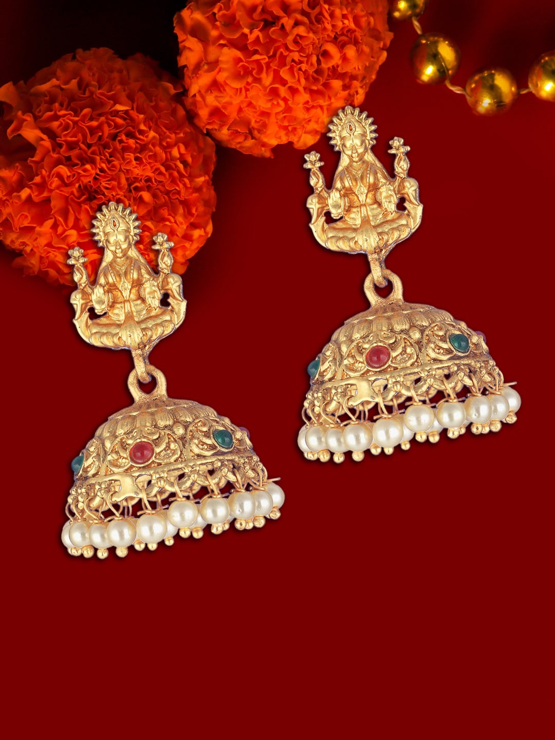 

Anouk Gold-Plated Dome Shaped Jhumkas