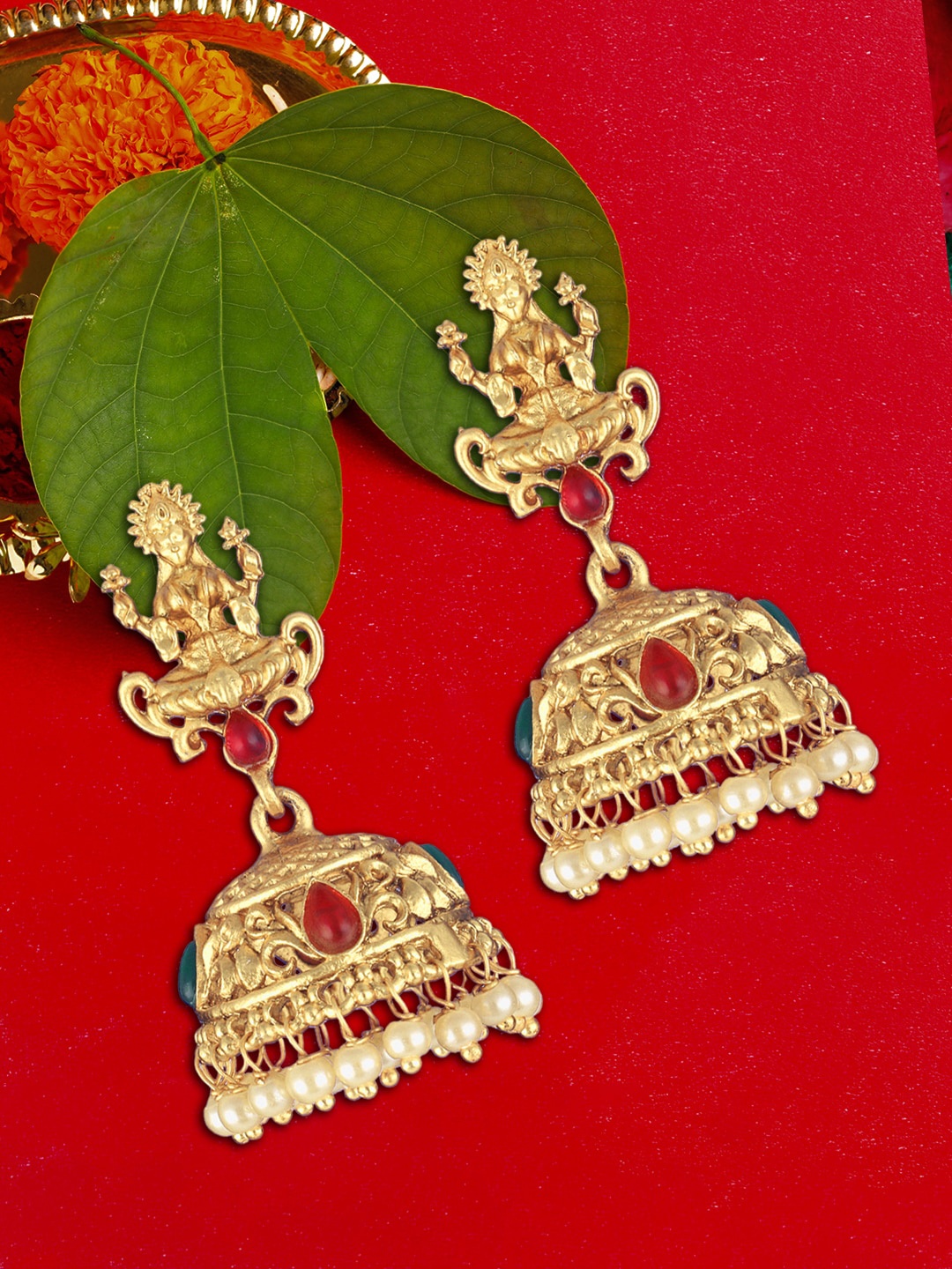 

Anouk Gold-Plated Dome Shaped Jhumkas