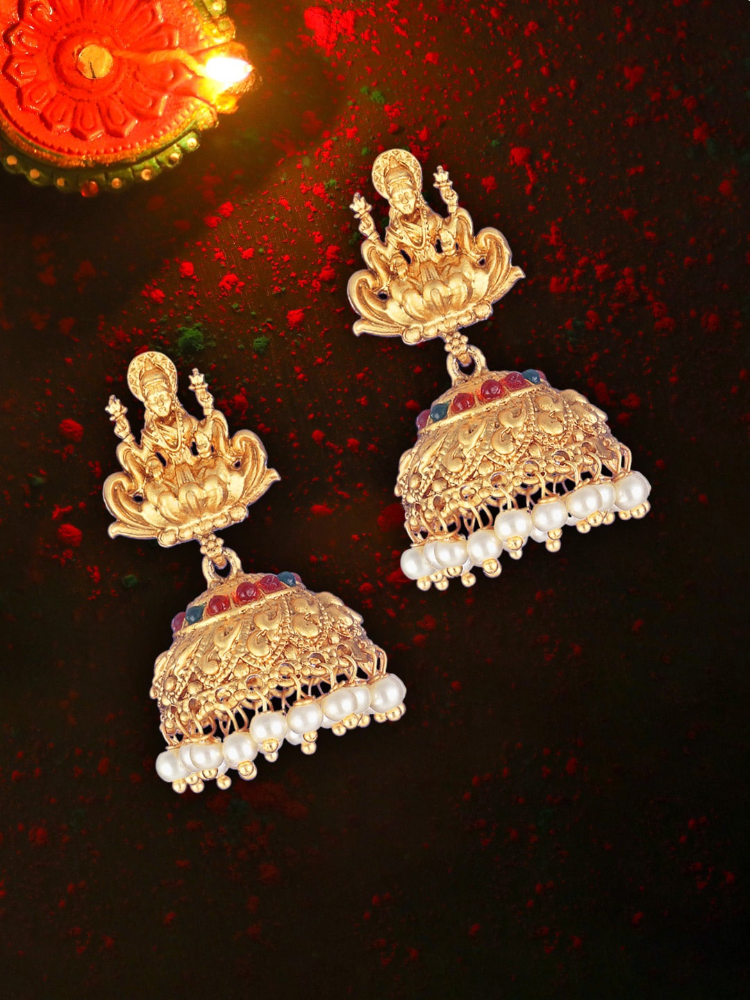 

Anouk Gold-Plated Dome Shaped Jhumkas