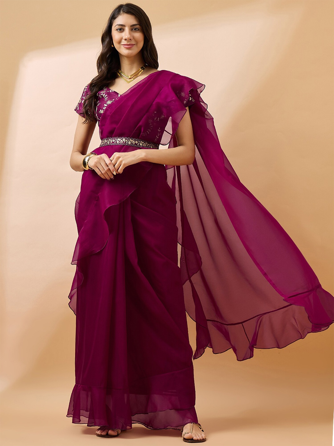 

all about you Purple Organza Saree