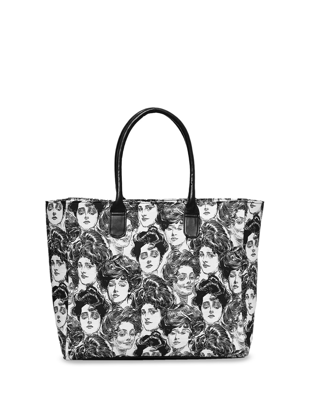 

MARKQUES Graphic Printed Shopper Shoulder Bag, Black