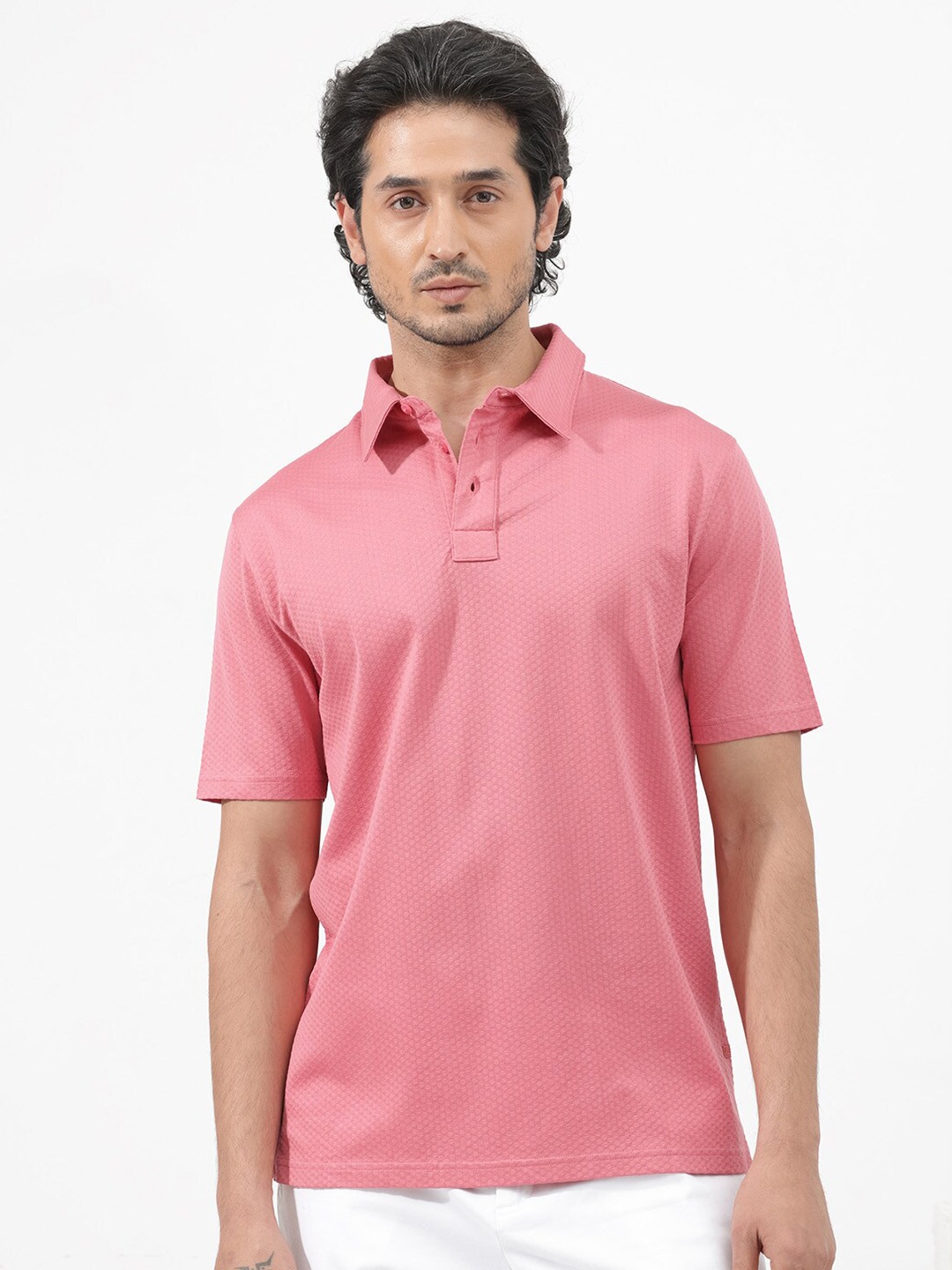 

RARE RABBIT Men Nielson Regular Fit Polo Collar T-Shirt, Pink