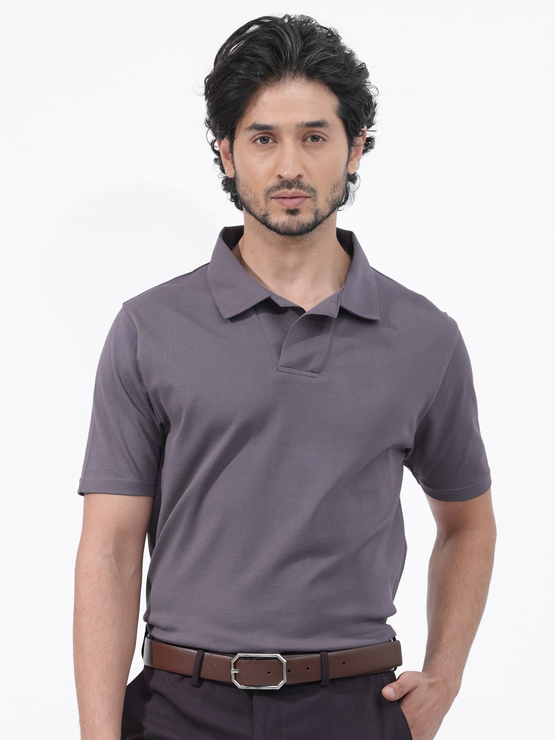 

RARE RABBIT Men Brillio Regular Fit Polo Collar T-Shirt, Purple