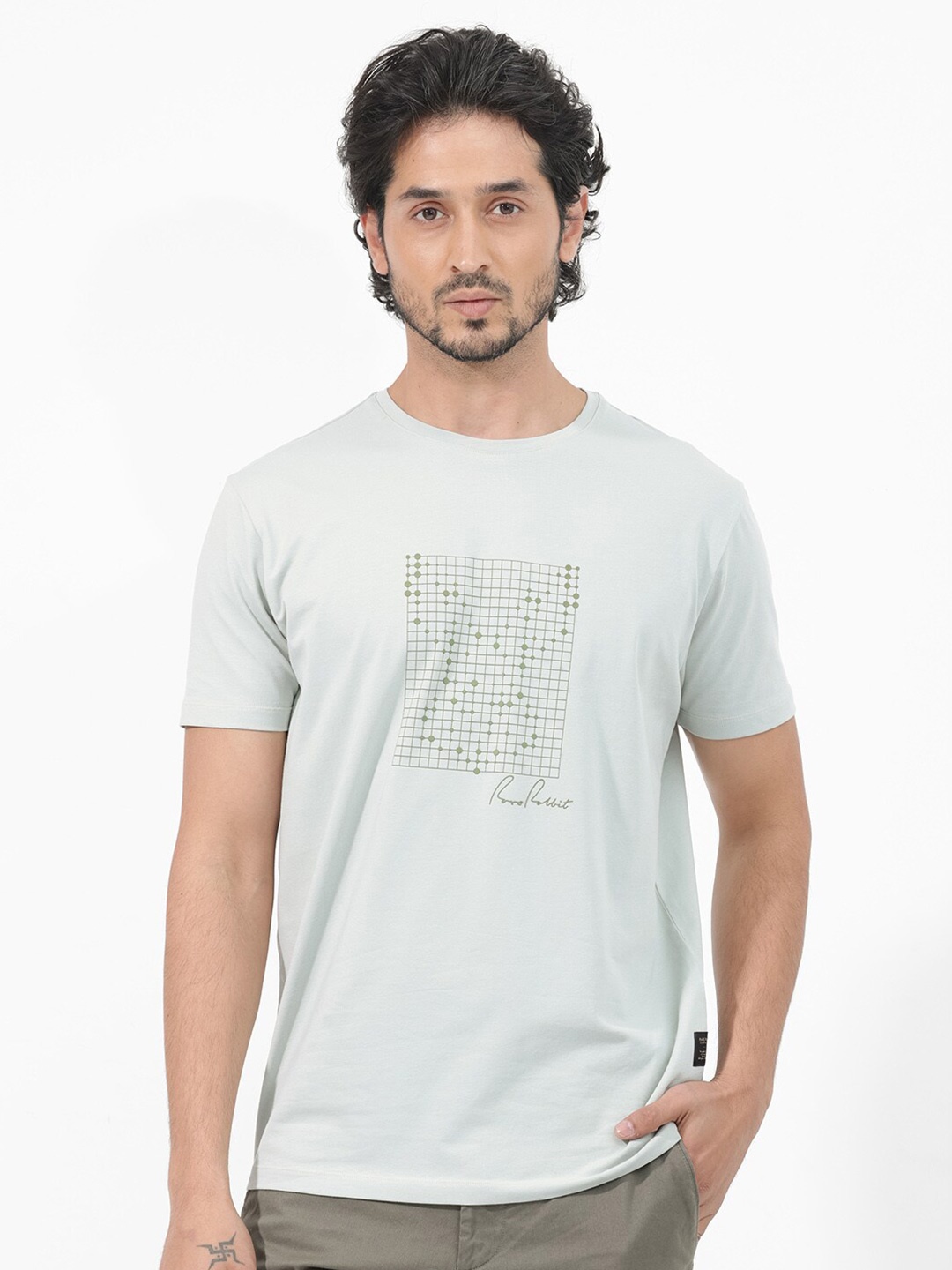 

RARE RABBIT Men Alder Graphic Printed Regular Fit T-Shirt, Green