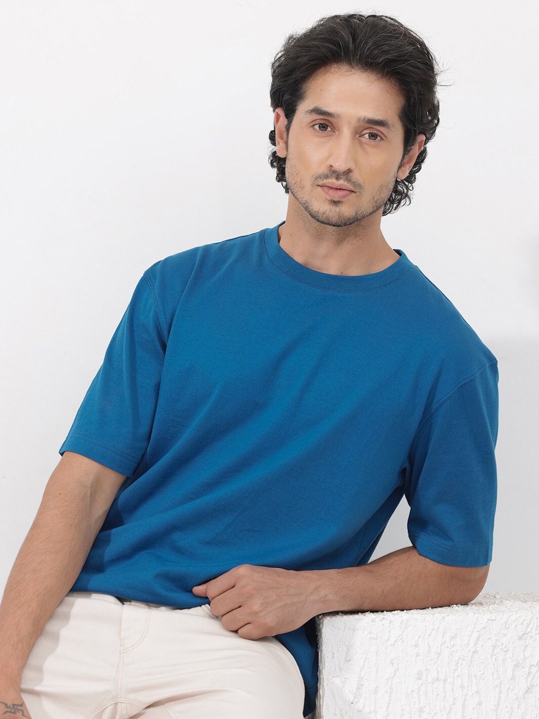 

RARE RABBIT Men Gallos Oversized T-Shirt, Blue