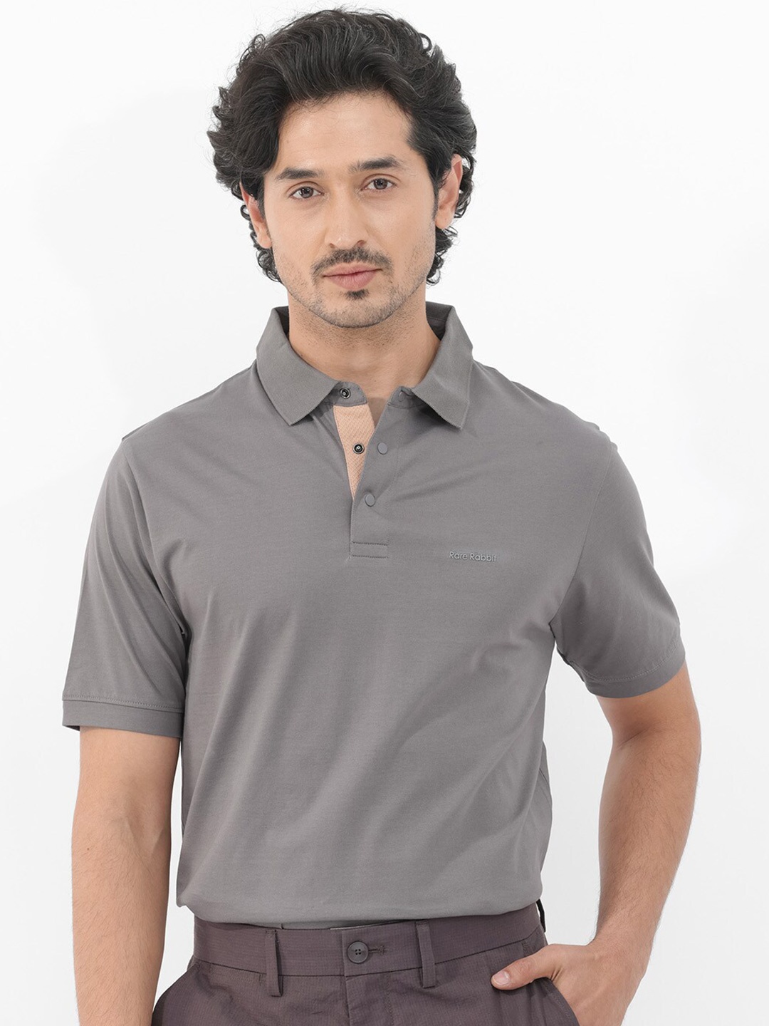 

RARE RABBIT Men Keneth Regular Fit Polo Collars T-Shirt, Purple