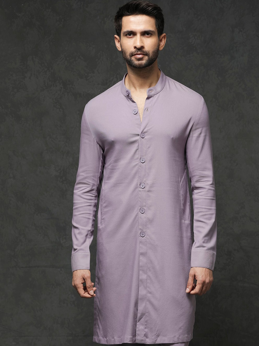 

RARE RABBIT Men Medo-K1 Slim Fit Mandarin Kurta, Purple