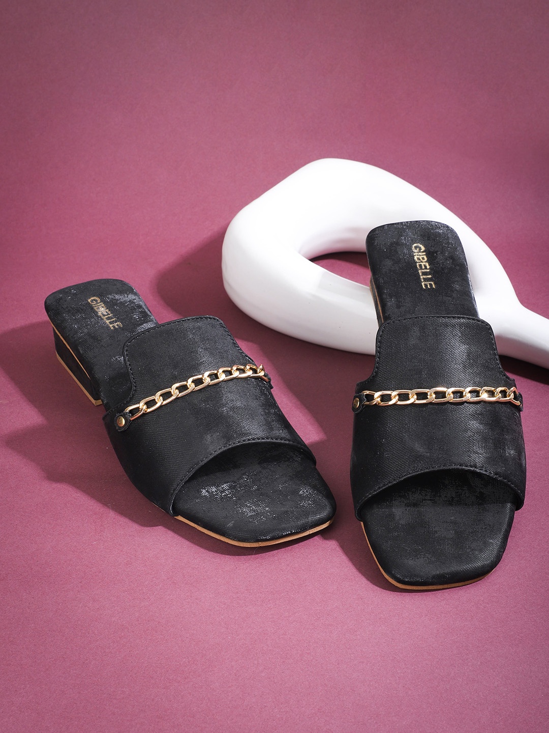 

Gibelle Embellished Open Toe Block Heels, Black