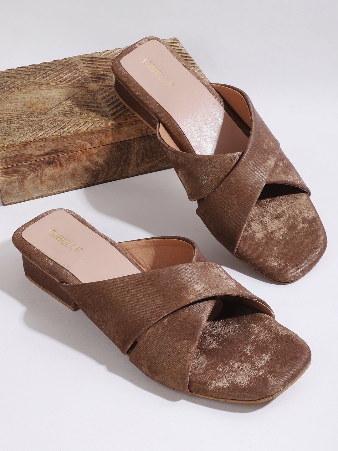 

Gibelle Open Toe Block Heels, Tan