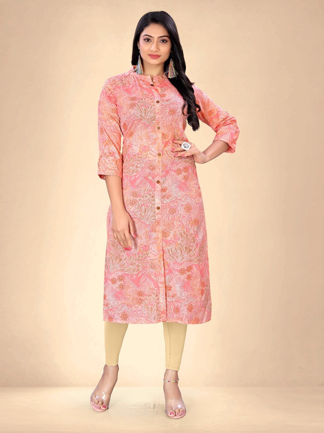 

Abhilasha Floral Printed Pure Cotton Straight Kurta, Pink