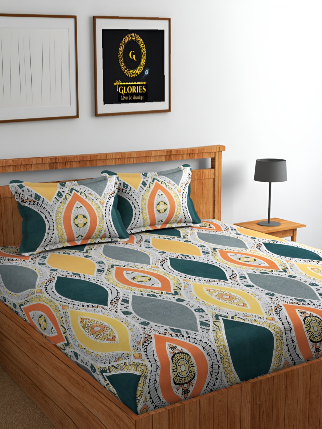 

GLORIES Multicoloured 210 TC King Bedsheet with 2 Pillow Covers, Multi