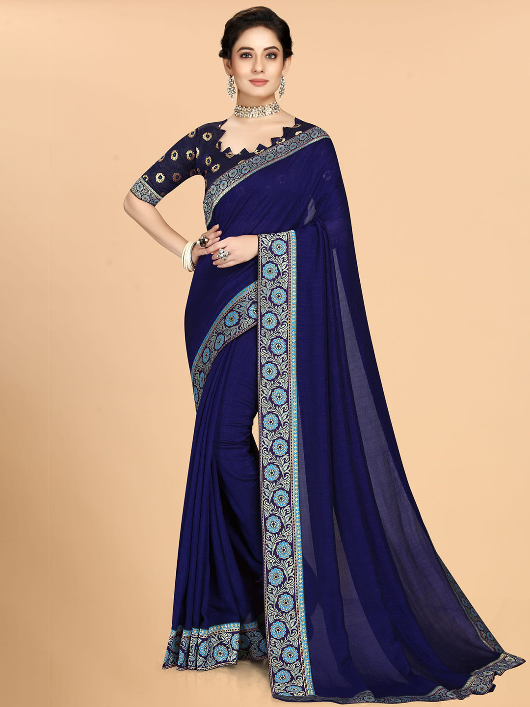 

Marabout Mysore Silk Cotton Zari Saree, Blue