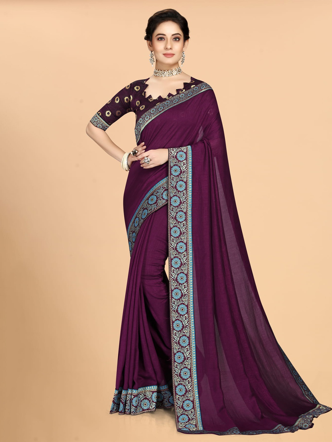

Marabout Mysore Silk Cotton Zari Saree, Purple