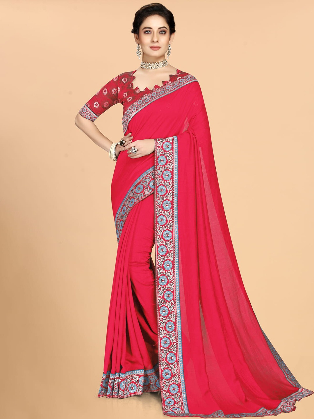 

Marabout Mysore Silk Cotton Zari Saree, Pink