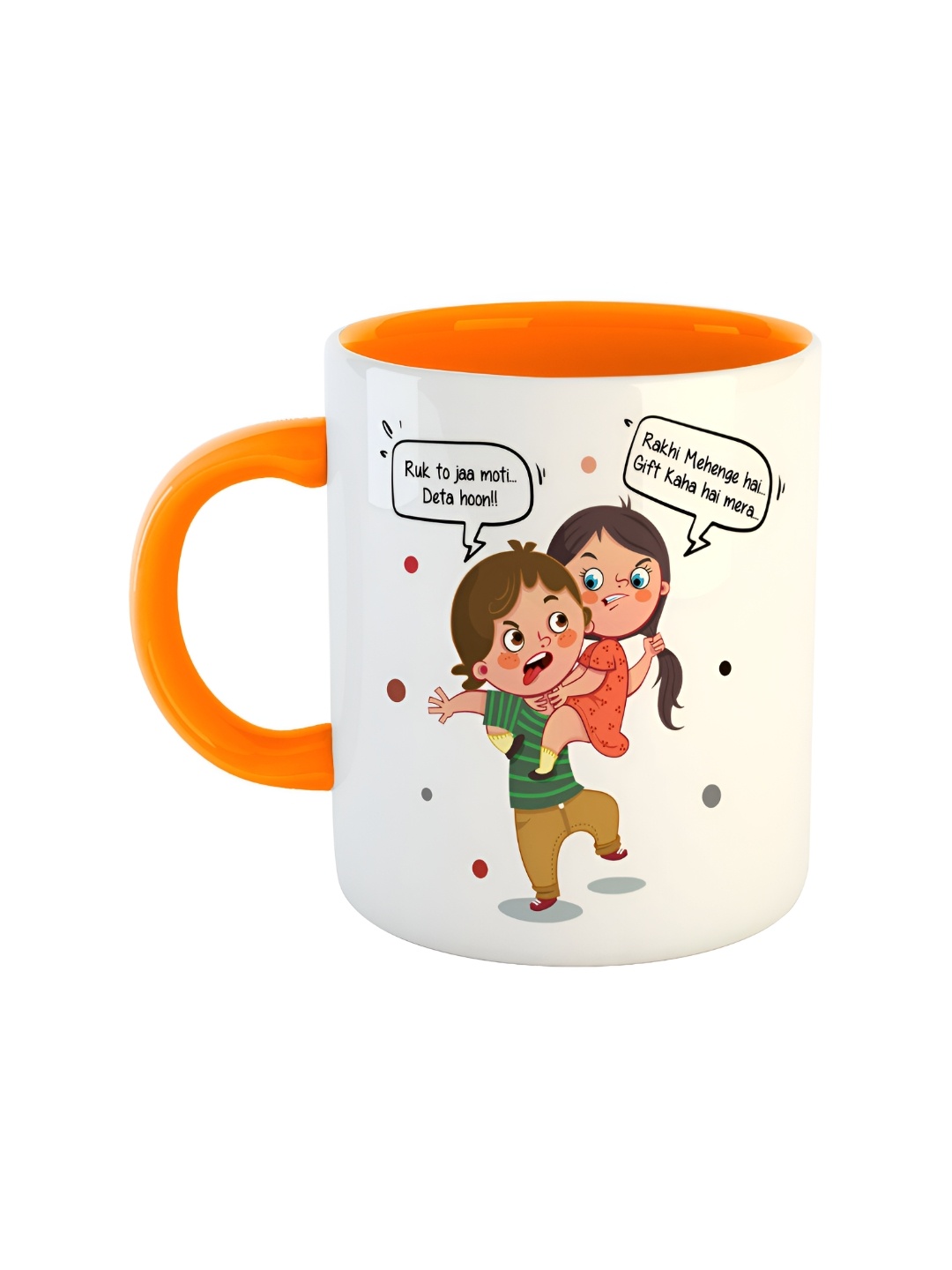 

ARTBUG Orange & White Printed Ceramic Glossy Dishwasher And Microwave Safe Mug 350ml