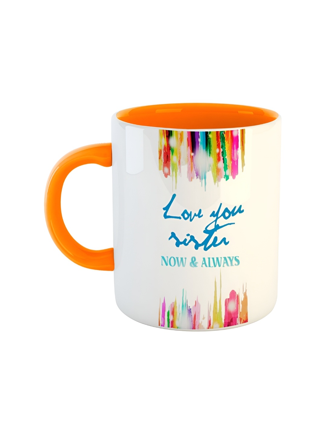 

ARTBUG Orange & White Printed Ceramic Glossy Dishwasher And Microwave Safe Mug 350ml
