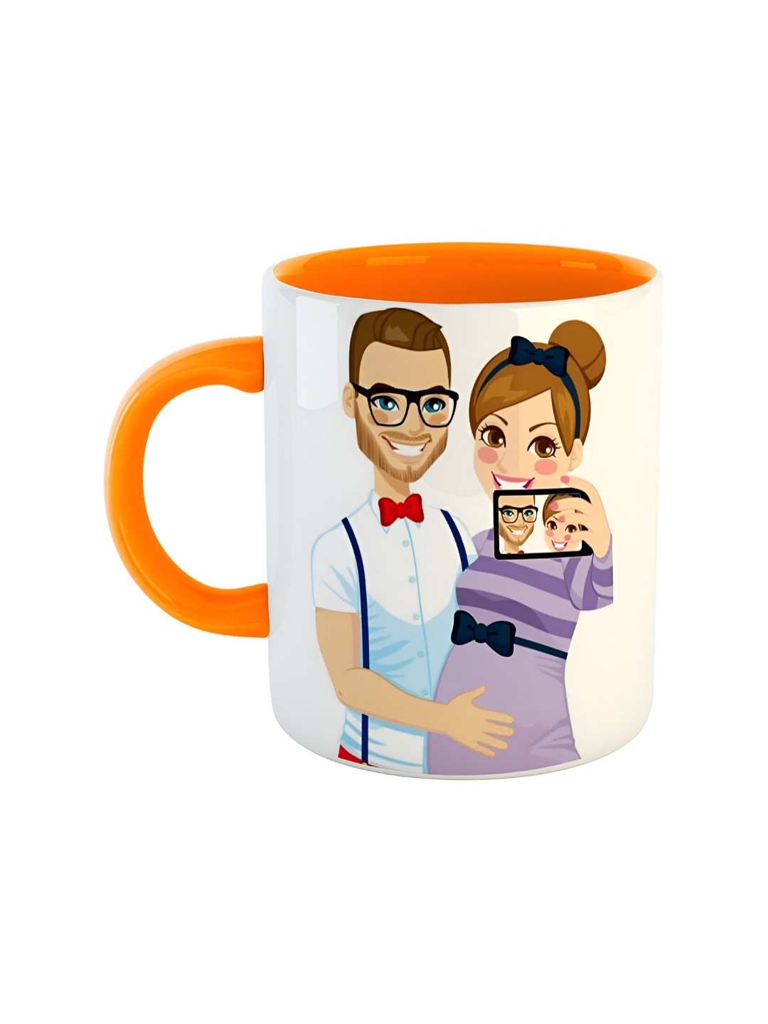 ARTBUG Orange Printed Ceramic Glossy Mug 350 ml
