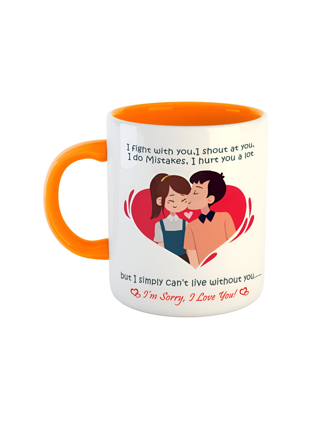 

ARTBUG Orange & White Printed Ceramic Glossy Mug 330 ml