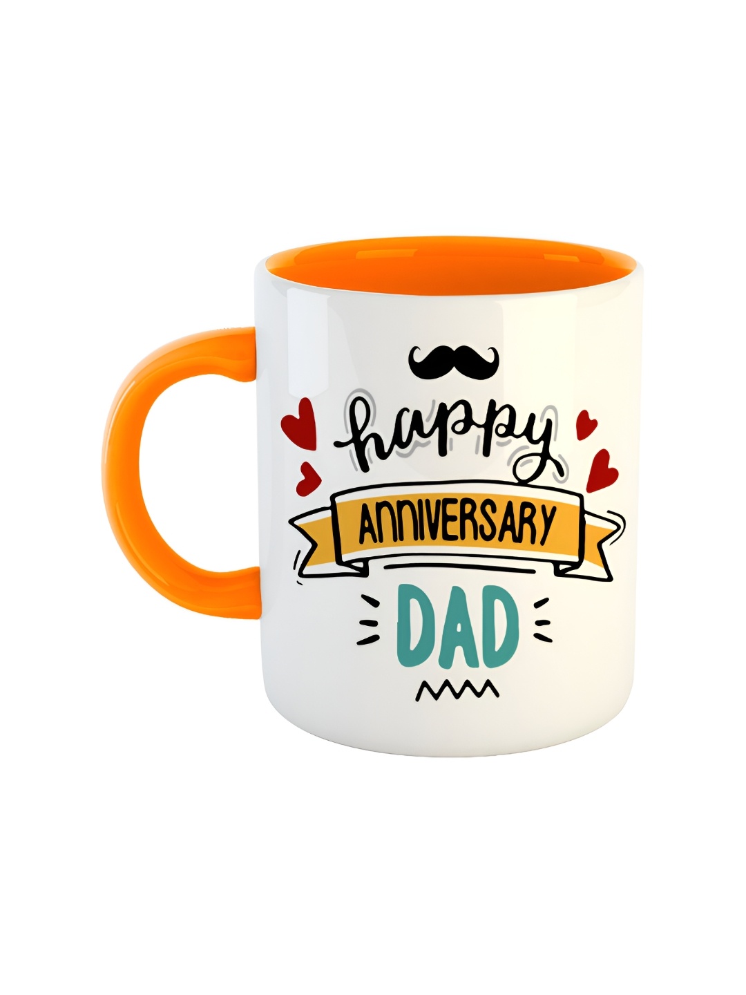 ARTBUG Orange & White Printed Ceramic Glossy Mug 350 ml