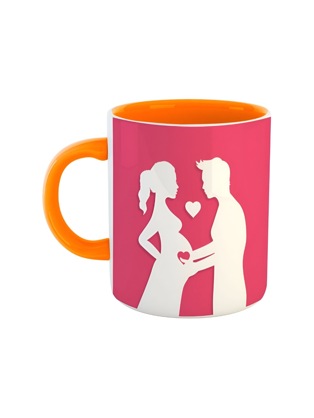 ARTBUG Orange & Pink Printed Ceramic Glossy Mug 350 ml