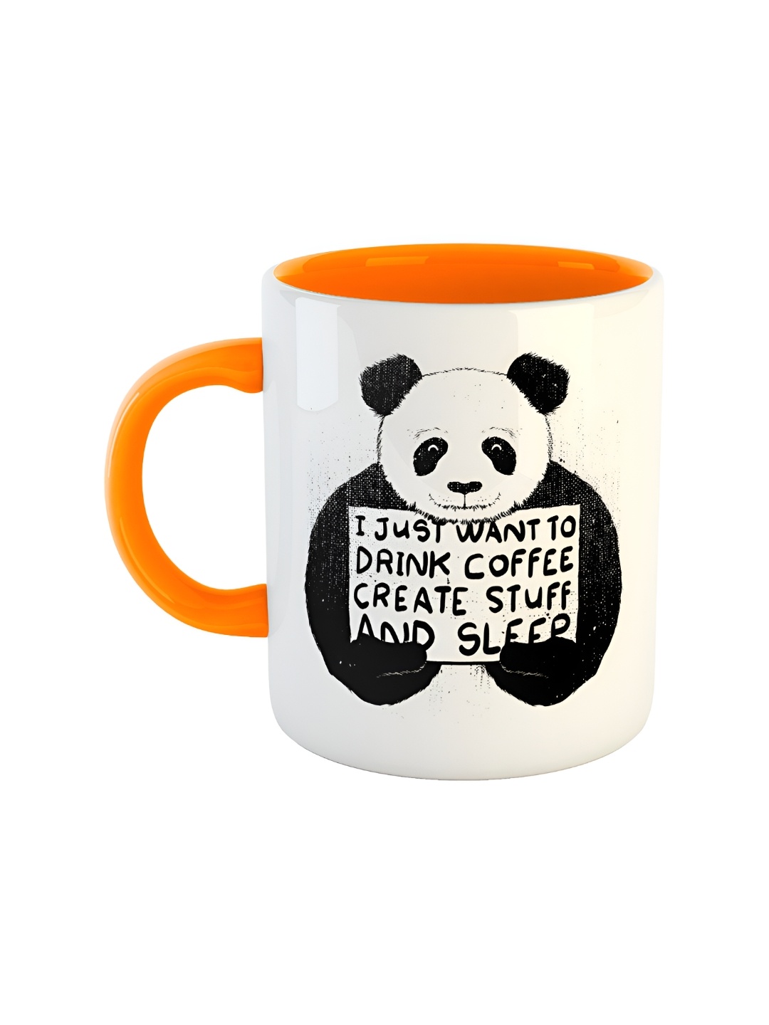 ARTBUG Orange & White Printed Ceramic Glossy Mug 350 ml