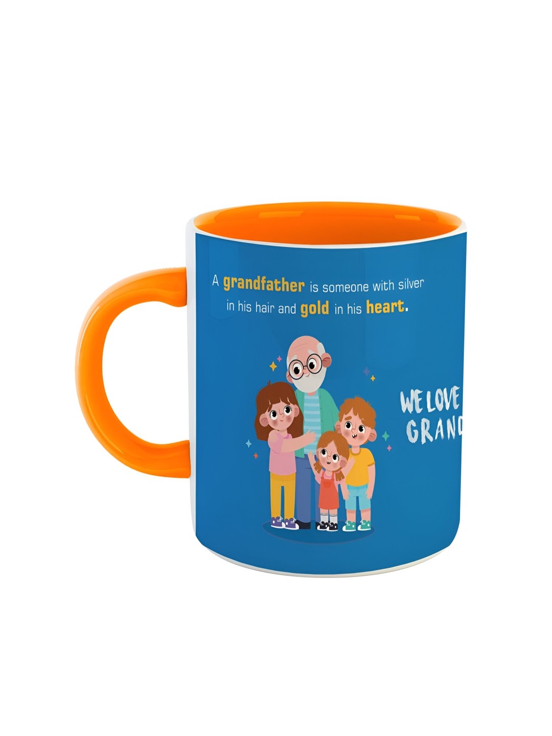 ARTBUG Orange & White Printed Ceramic Glossy Dishwasher And Microwave Safe Mug 350ml
