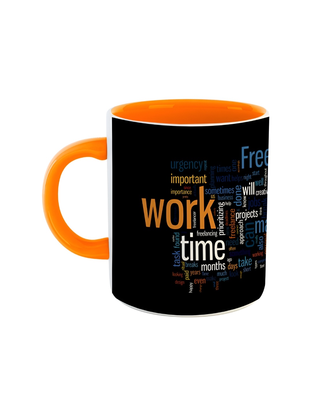 

ARTBUG Orange & White Printed Ceramic Glossy Dishwasher And Microwave Safe Mug 350ml