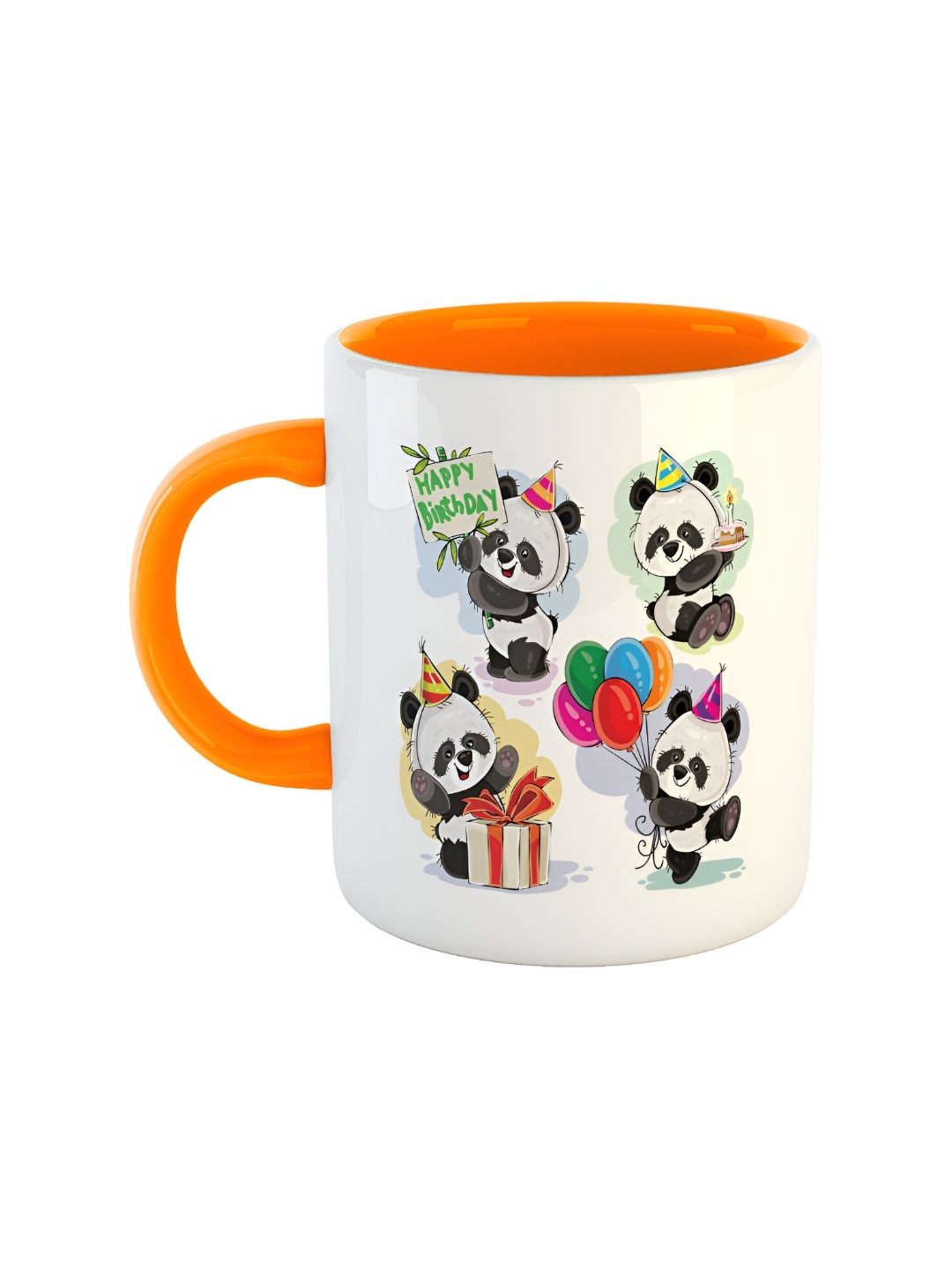 

ARTBUG Orange & White Printed Ceramic Glossy Dishwasher And Microwave Safe Mug 350ml