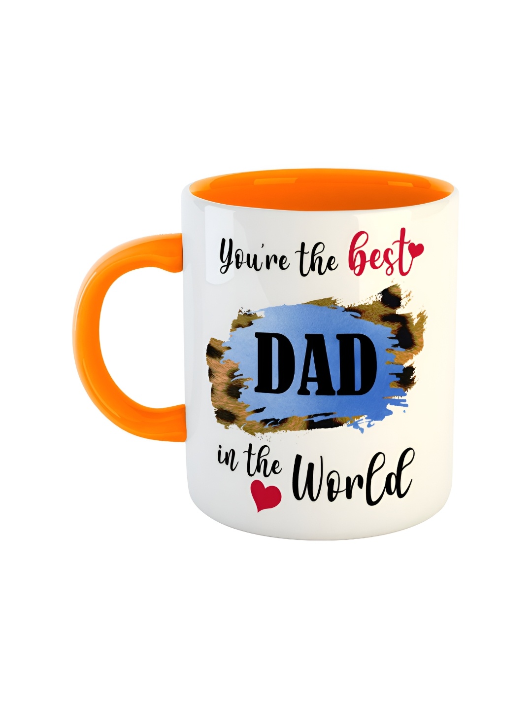 ARTBUG Orange & White Printed Ceramic Glossy Dishwasher And Microwave Safe Mug 350ml