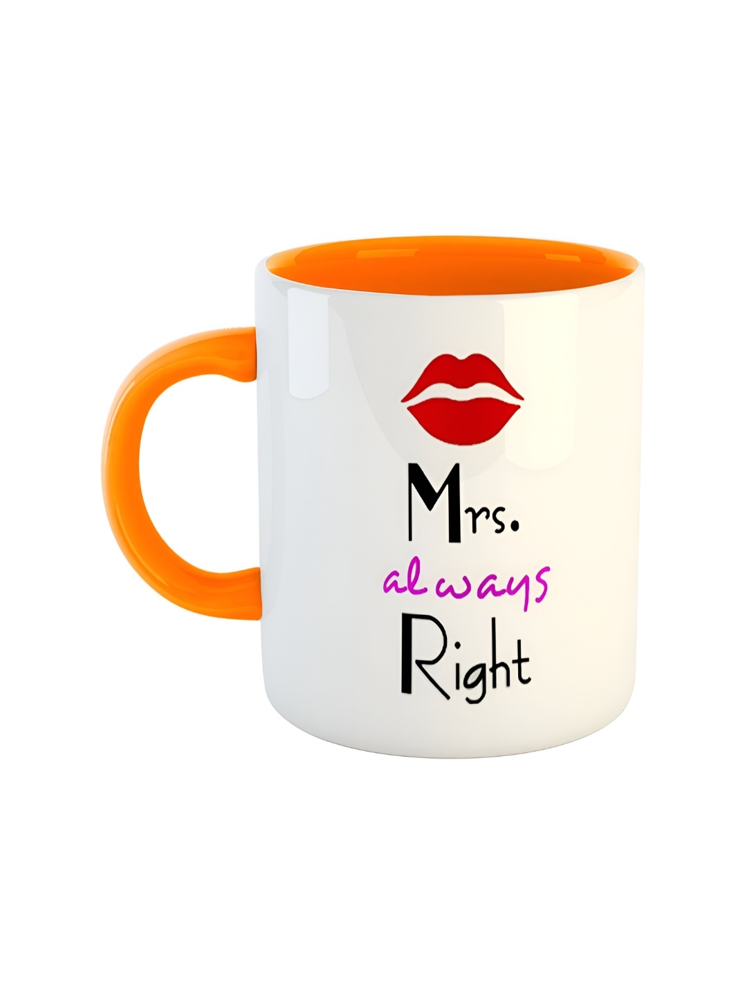 

ARTBUG Orange & White Printed Ceramic Glossy Dishwasher And Microwave Safe Mug 350ml