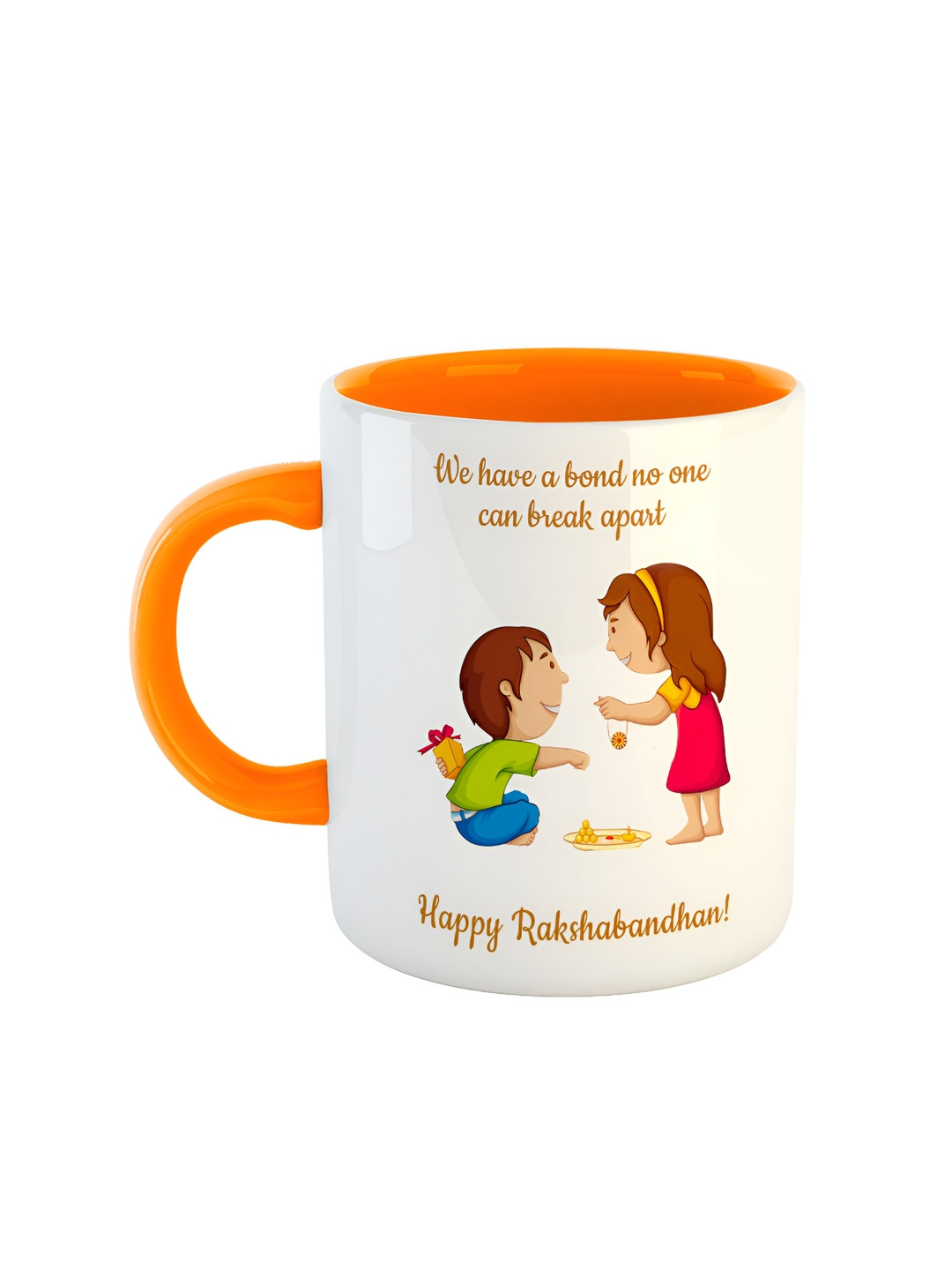 

ARTBUG Orange & White Printed Ceramic Glossy Dishwasher And Microwave Safe Mug 350ml