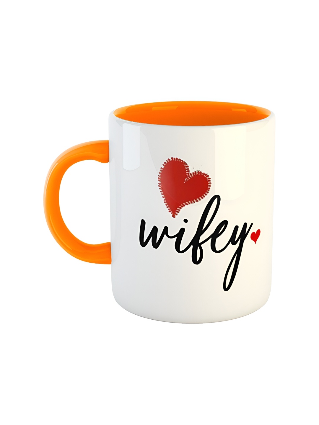 

ARTBUG Orange & White Printed Ceramic Glossy Dishwasher And Microwave Safe Mug 350ml