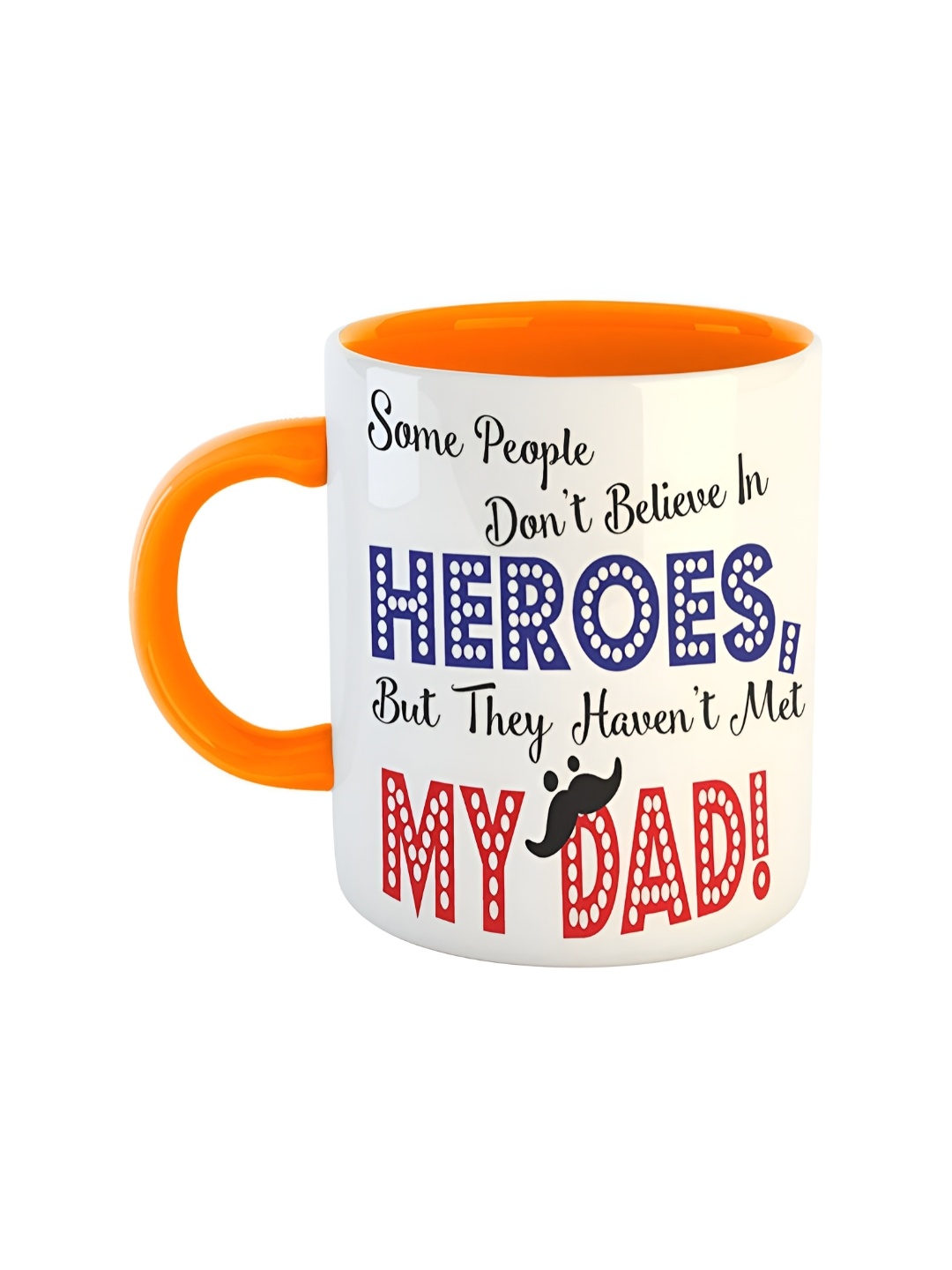 

ARTBUG Orange & White Text Or Slogans Printed Ceramic Glossy Mug 350ml