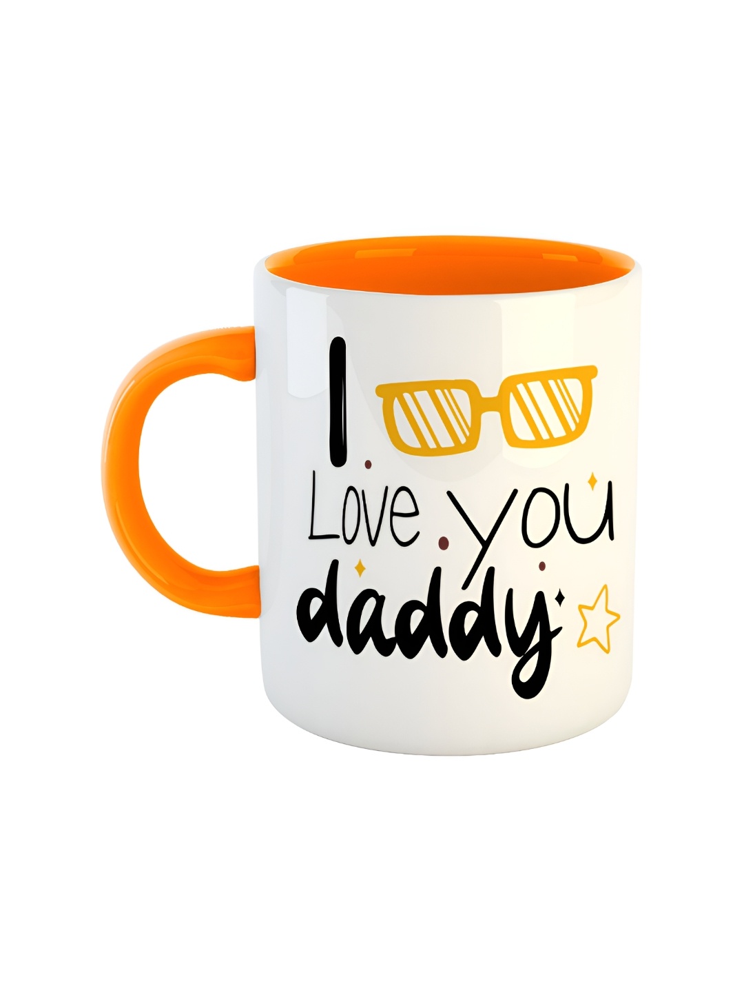 ARTBUG White & Orange Printed Ceramic Glossy Mug 350ml