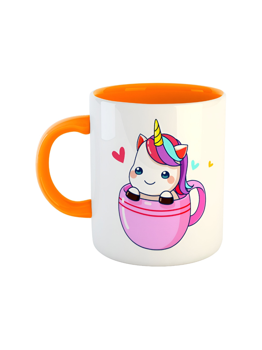 

ARTBUG White & Orange Printed Ceramic Glossy Mug 350ml